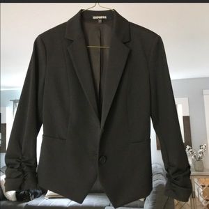 Express 3/4 length ruched sleeve jacket